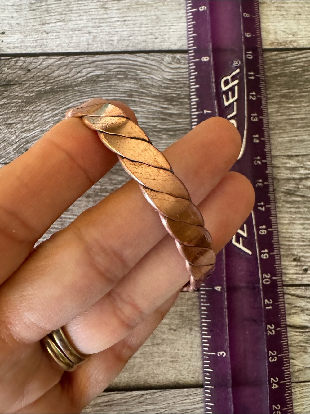 Twisted Copper Bangle Bracelet - Braided Design